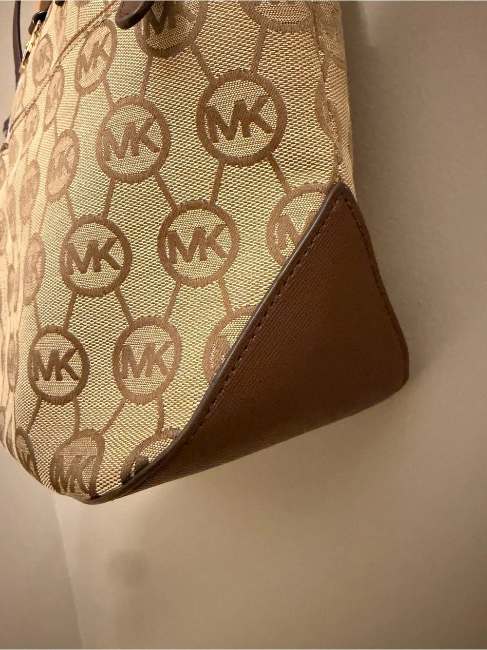 Michael Kors Brown Monogram Logo Canvas Tote Bag with COA
